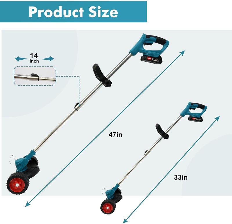 ALSO GO Grass Trimmer, 6" 3-in-1 Cordless Weed Trimmer, 21V Portable Electric Brush Cutter, with Two 2600mAh Batteries and Charger for Garden and Yard Weed Control - Image 2